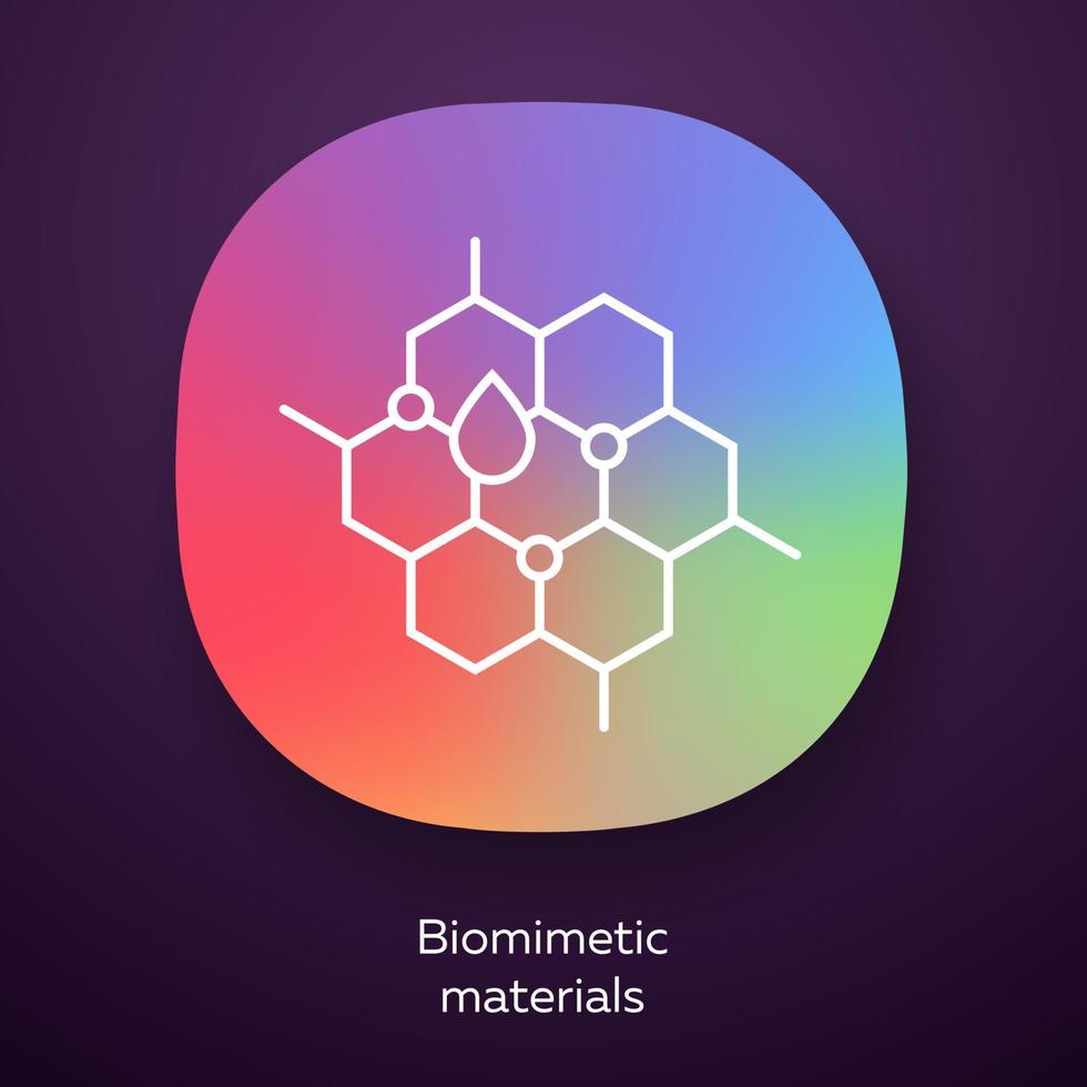 Biomimetic materials app icon. Copying natural formation by human. Honeycomb, water drop. Bioengineering. UI UX user interface. Web or mobile application. Vector isolated illustration