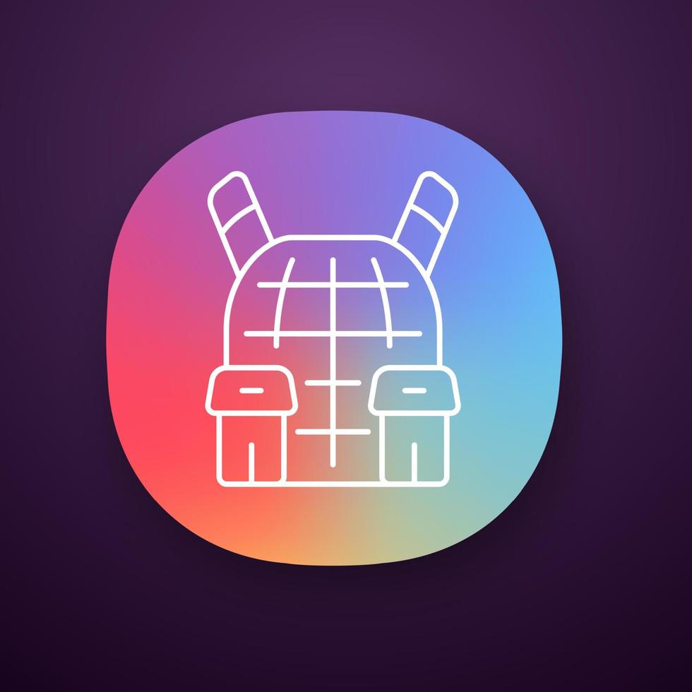 Body armor app icon. Soldier protective gear. Video game inventory. Player protection. Safety equipment, bulletproof vest. UI UX user interface. Web or mobile application. Vector isolated illustration