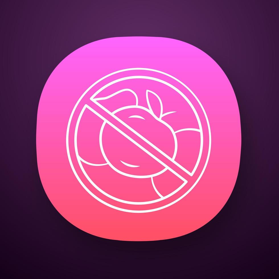 No fruit diet app icon. High fiber and vitamin containing product. UI UX user interface. Fructose and glucose free dietary food. Web or mobile application. Keto diet vector isolated illustration