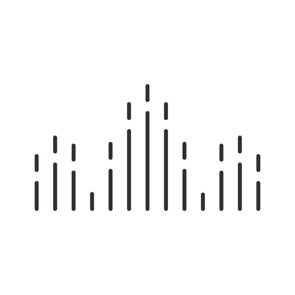 DJ soundwave glyph icon. Silhouette symbol. Audio, sound wave. Music rhythm. Disco, party logotype modern design. Sound volume, equalizer. Negative space. Vector isolated illustration