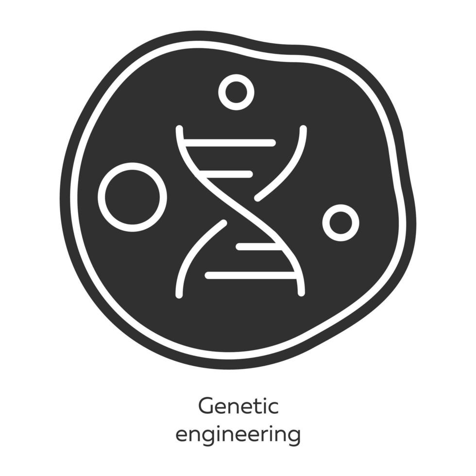 Genetic engineering glyph icons set. Genes manipulation using biotechnology. Living body cell. Genome modification. Organism modify characteristics. Silhouette symbols. Vector isolated illustration