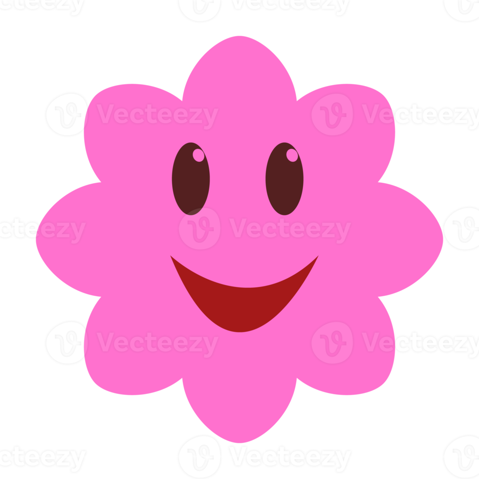 Y2K Cute Funny Flower with smiling faces. Happy Positive. Retro style. png