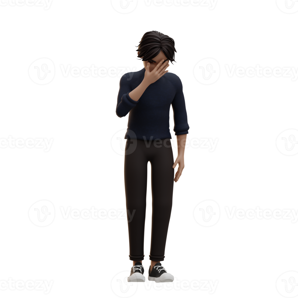 Male character crying, 3d Illustration png