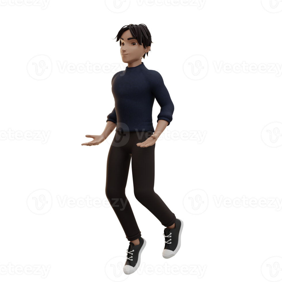 Male character flying, 3d Illustration png