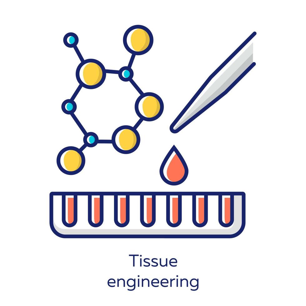 Tissue engineering white color icon. Combining cells and molecules into functional tissues. Repair damaged human organs. Regenerative medicine. Bioengineering. Isolated vector illustration
