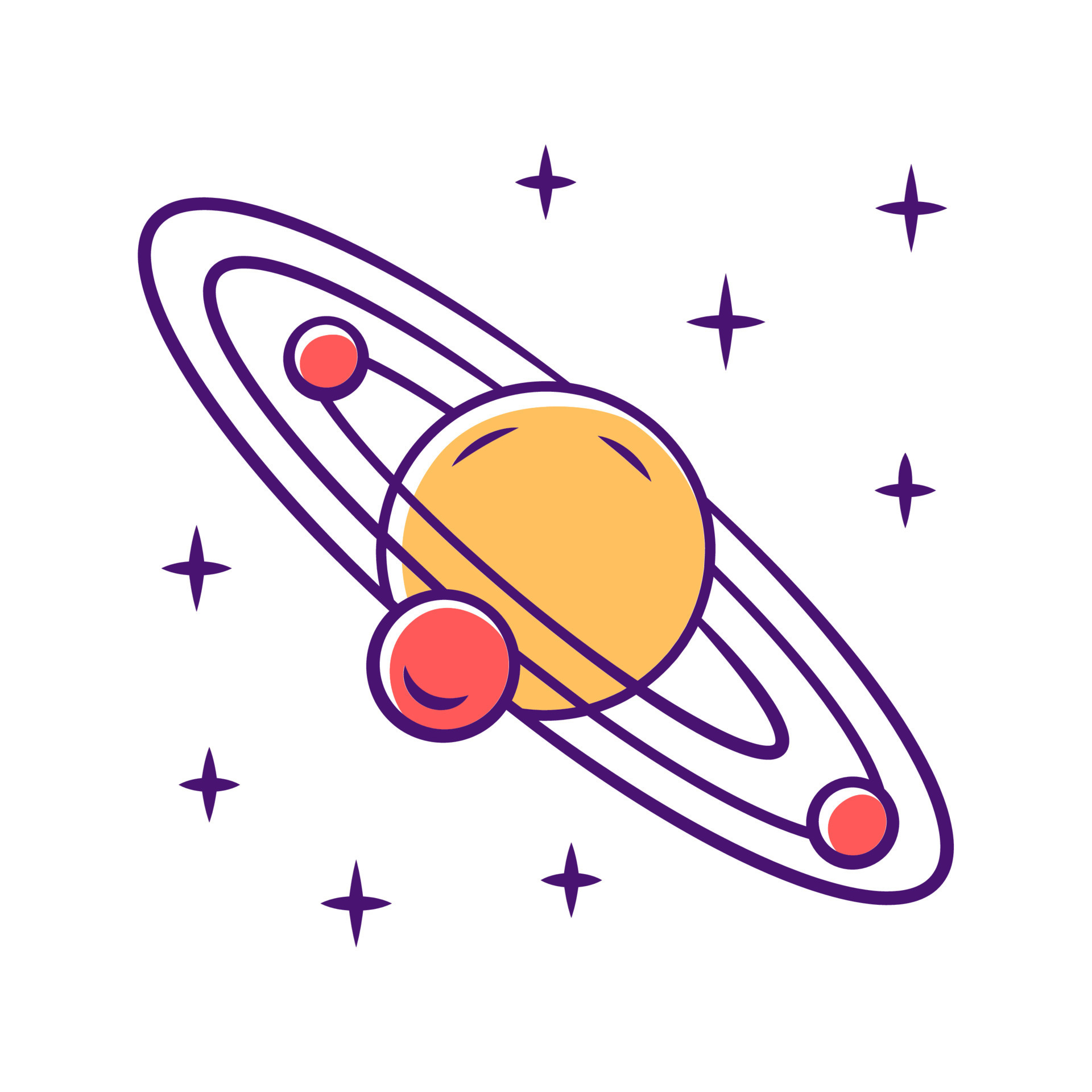 Solar system color icon. Celestial bodies orbiting star. Sun planetary