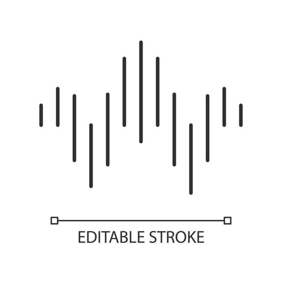 Dj sound wave linear icon. Thin line illustration. Soundtrack playing abstract form. Music track soundwave. Audio geometric waveform. Contour symbol. Vector isolated outline drawing. Editable stroke