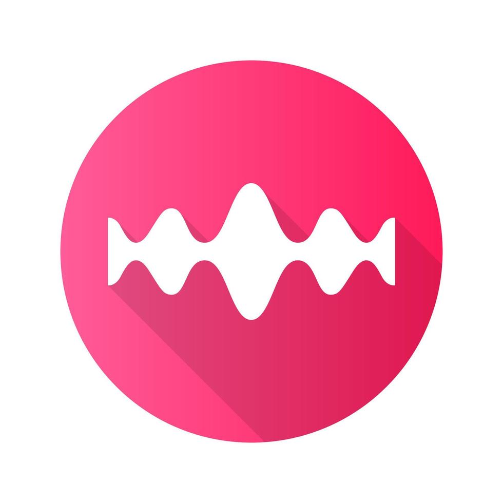 Fluid wave pink flat design long shadow glyph icon. Flowing wavy lines. Music rhythm, soundwave. Equalizer, sound volume level abstract curve. Audio, stereo frequency. Vector silhouette illustration