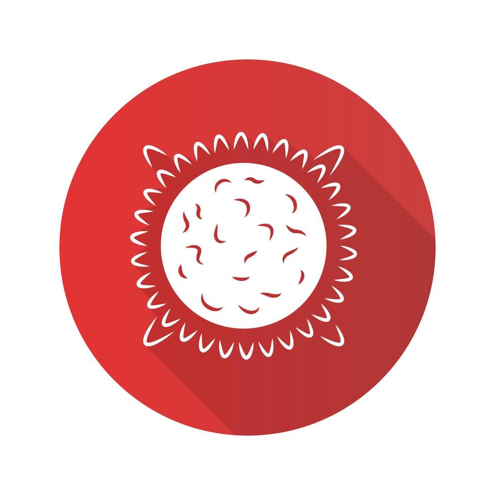 Sun flat design long shadow glyph icon. Star in Solar System center. Hot plasma sphere. Energy source. Solar activity study. Space exploration. Astronomy, astrology. Vector silhouette illustration