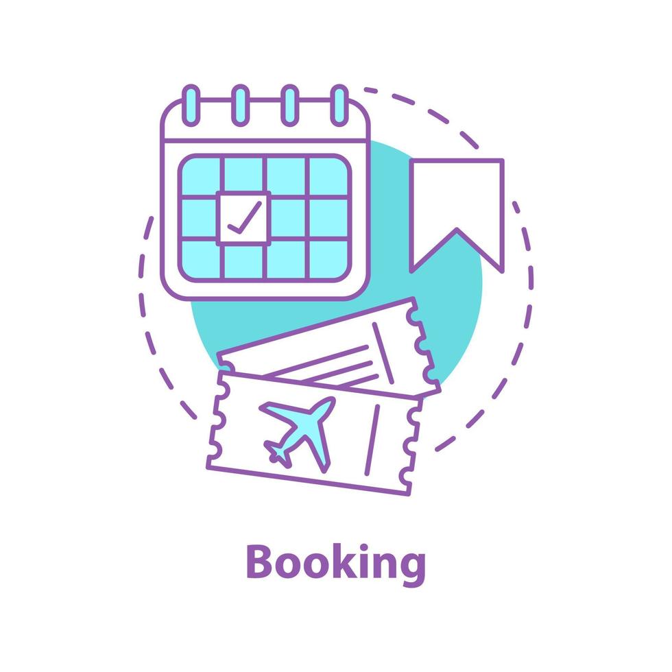 Flight tickets buying concept icon. Airport service idea thin line illustration. Booking. Flight date. Vector isolated outline drawing