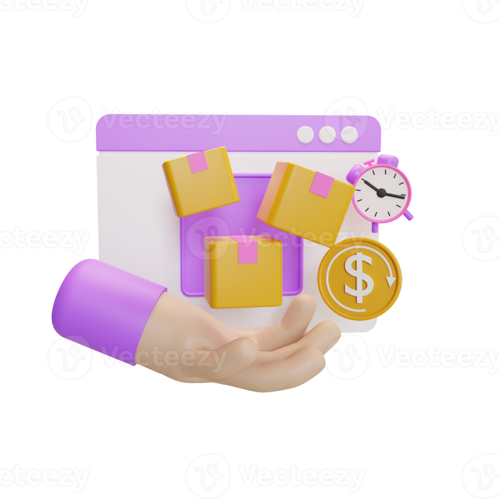 packing package online shop illustration 3d png