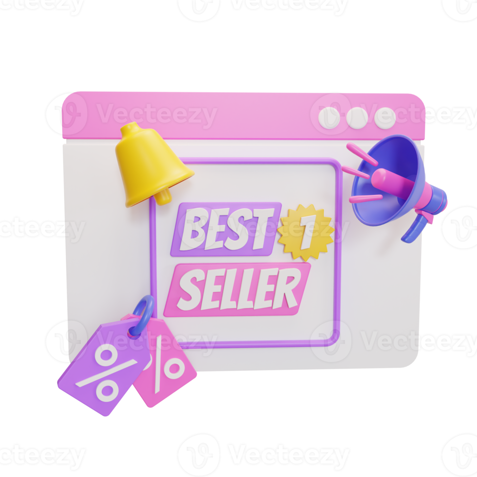 best seller promo illustration 3d png