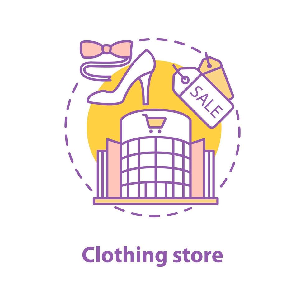 Clothing store concept icon. Shopping center idea thin line illustration. Doing purchases. Vector isolated outline drawing