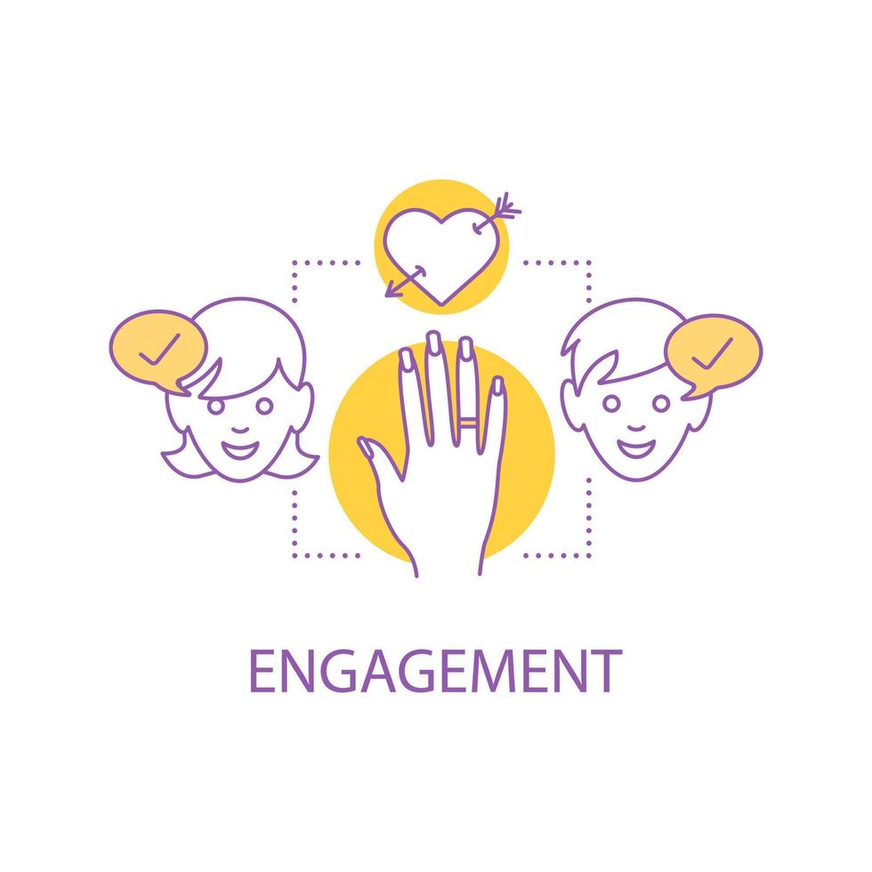 Engagement concept icon. Marriage proposal idea thin line illustration. Vector isolated outline drawing