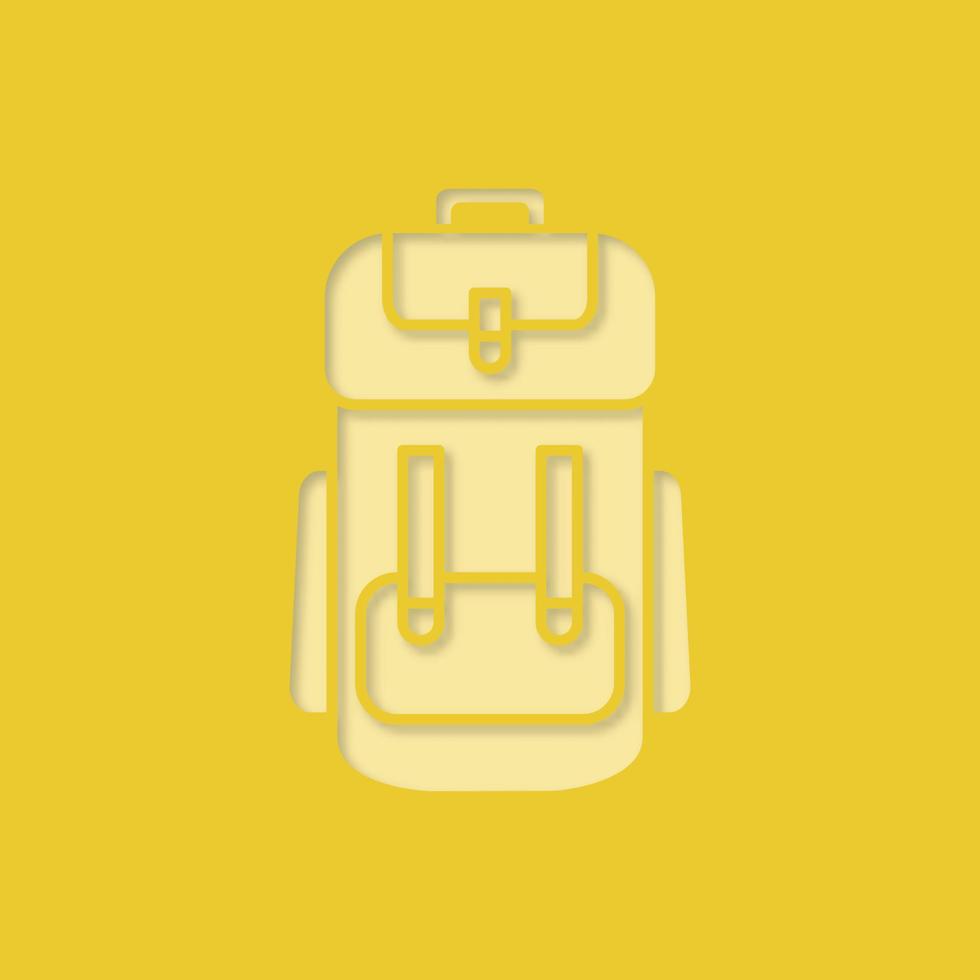 Camping backpack paper cut out icon. Rucksack, knapsack. Vector silhouette isolated illustration