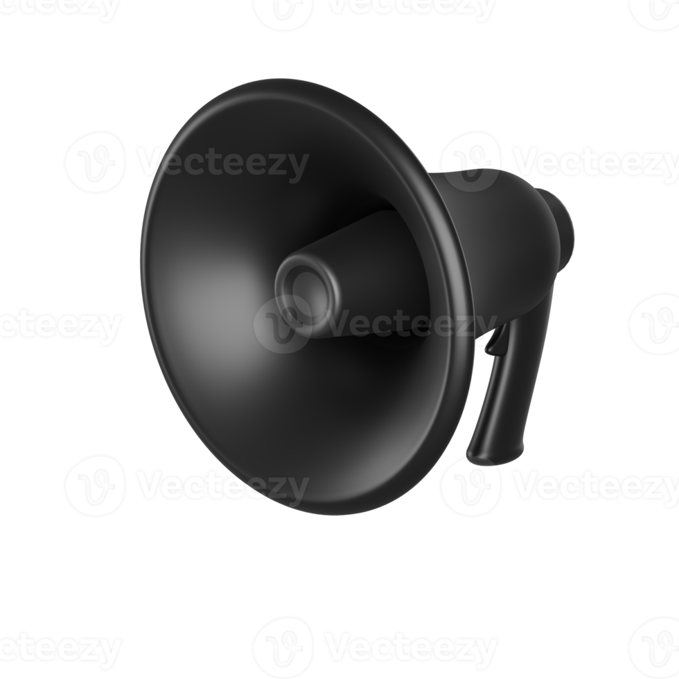 Modern black  loudspeaker 3D realistic icon. Marketing time concept. Illustration on a uniform white background png