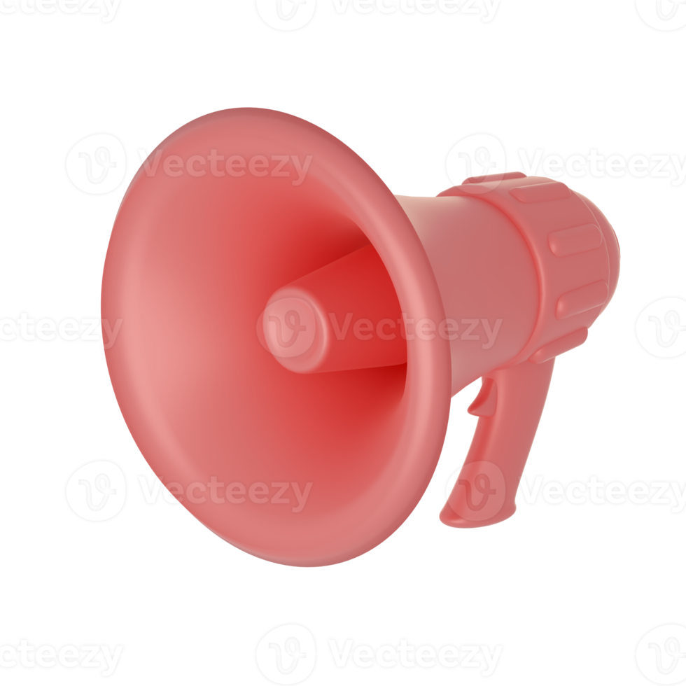 Cartoon pink  loudspeaker 3D realistic icon. Marketing time concept. Illustration on a uniform white background png