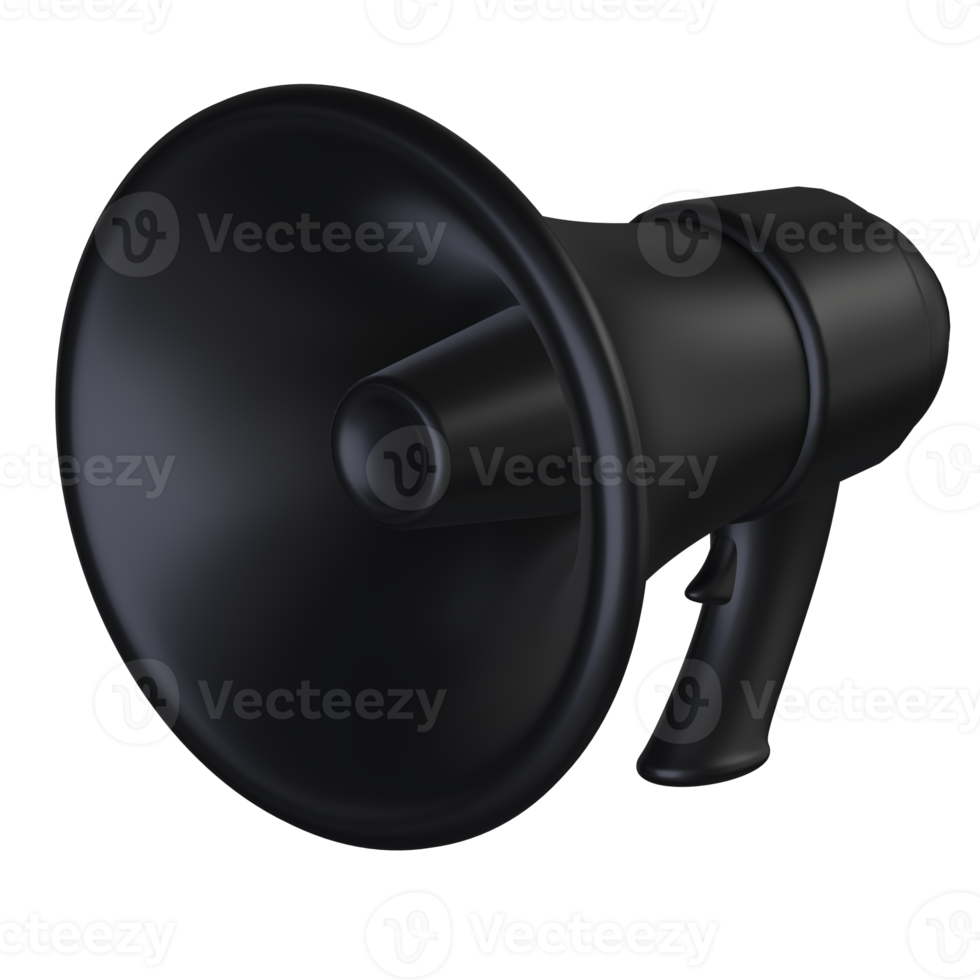 Modern black  loudspeaker 3D realistic icon. Marketing time concept. Illustration on a uniform white background png