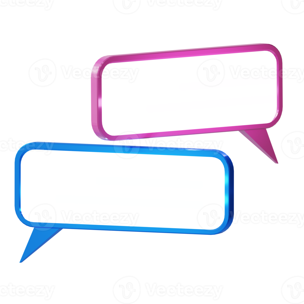 banner brilhante 3d azul e rosa moderno com bloco de texto neon. conceito de comunicação. renderização 3D. isolado em fundo escuro png