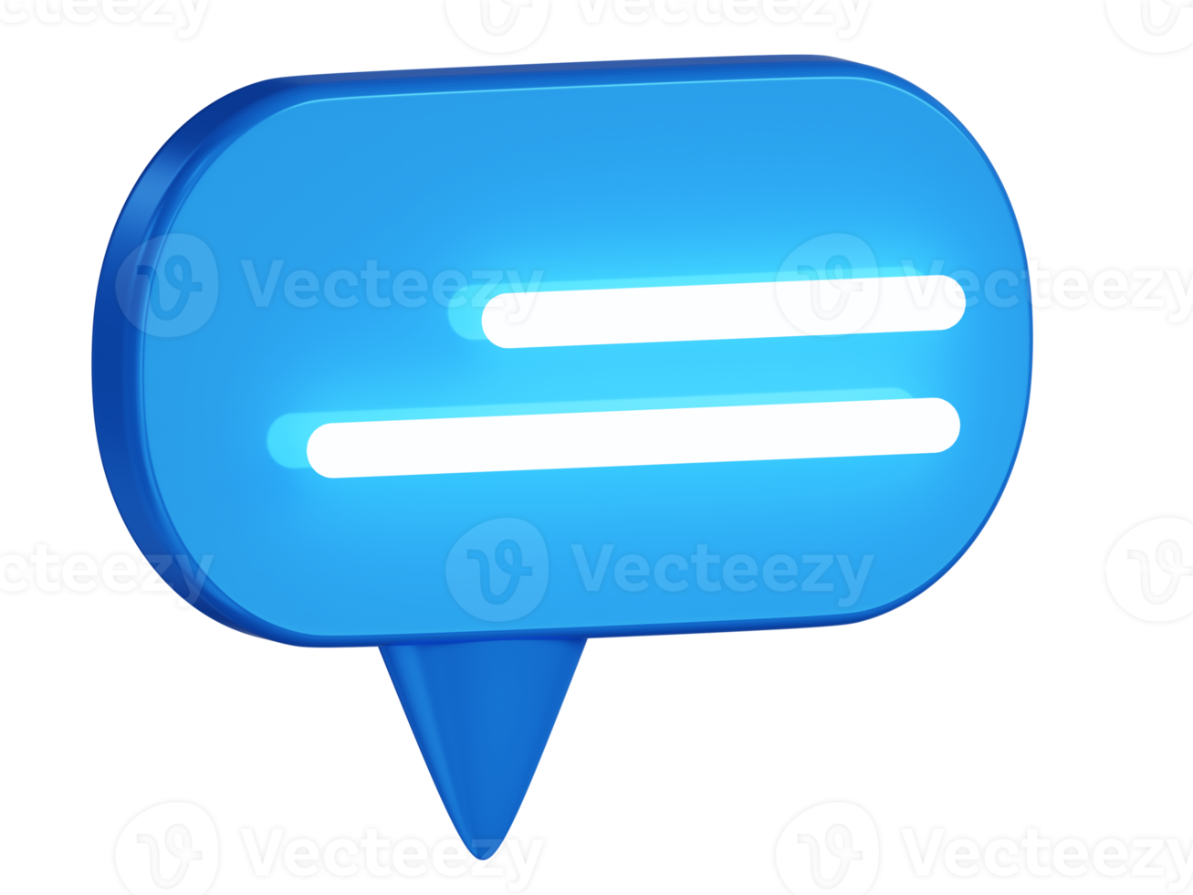 Modern 3D blue glossy banner with neon text block. Communication concept. 3D render. Design element. png