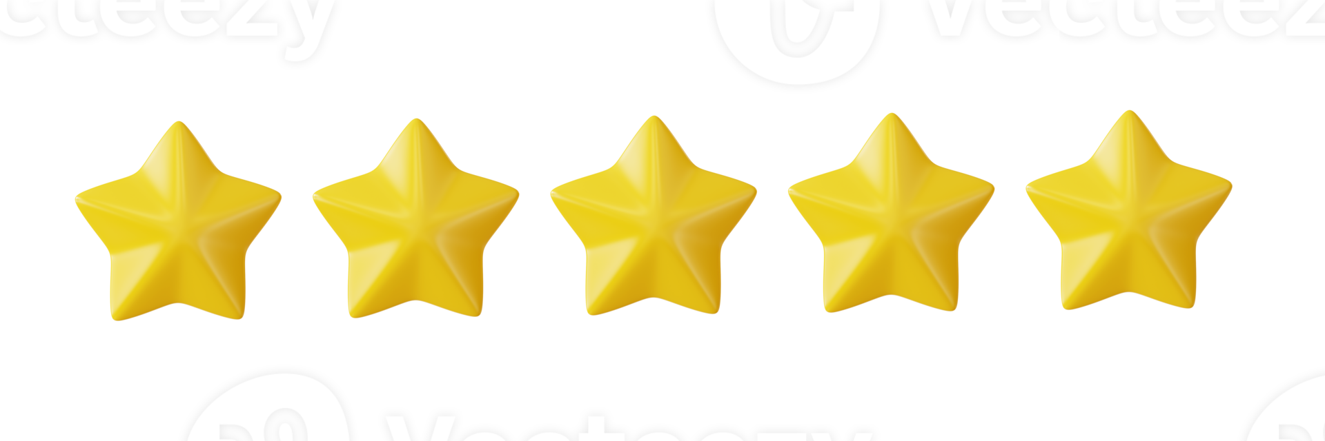 Five stars in row. Glossy yellow color. Customer rating feedback concept from the client about employee of website. Abstract 3d render. png