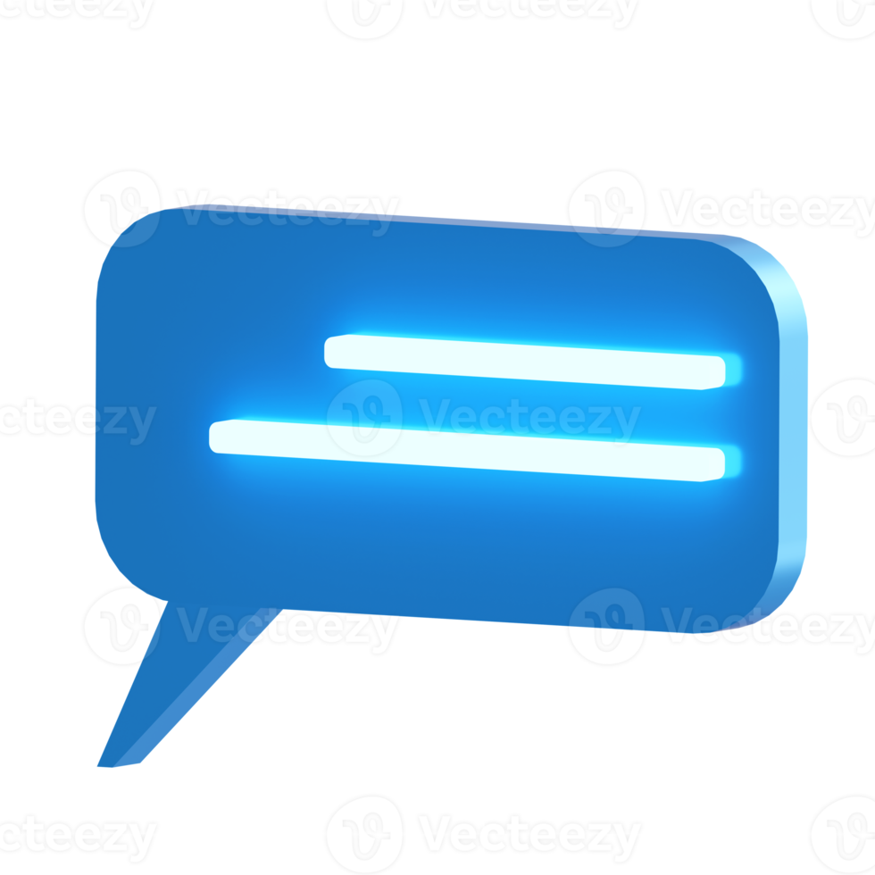 Modern 3D blue glossy banner with neon text block. Communication concept. 3D render. Design element. png