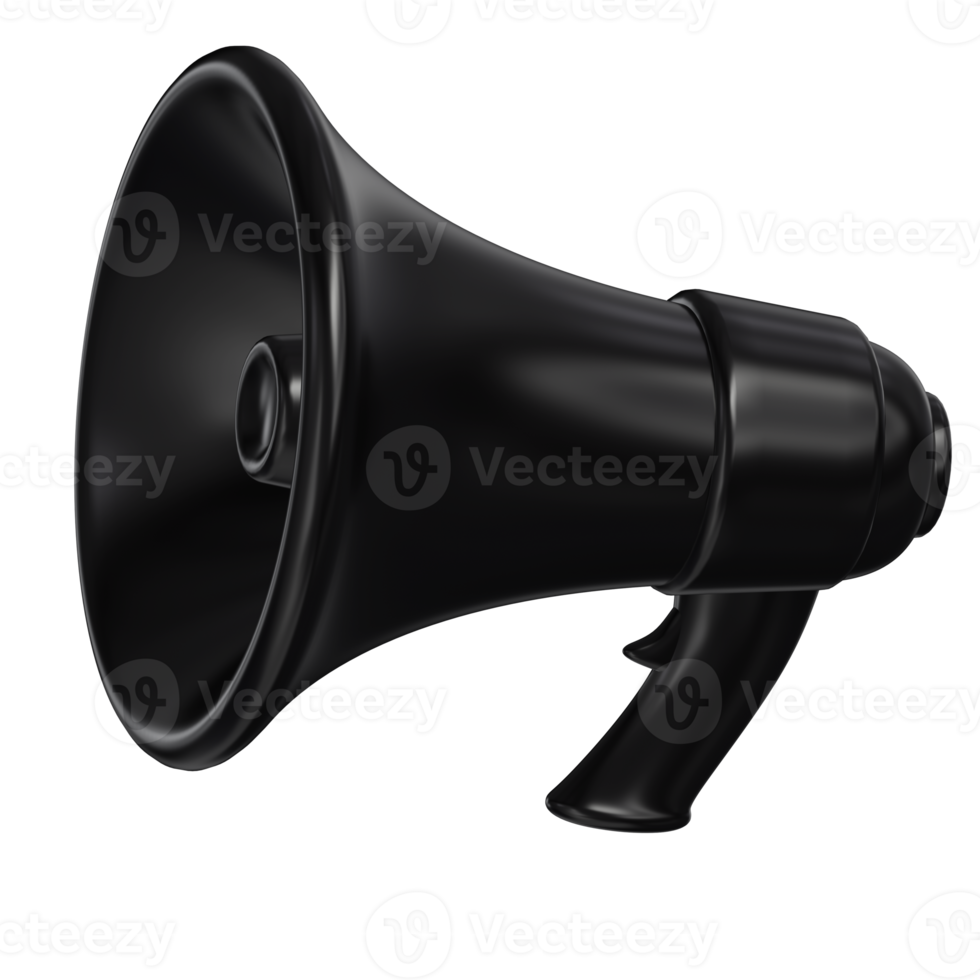 icône réaliste 3d de haut-parleur noir moderne. concept de temps de commercialisation. illustration sur un fond blanc uniforme png