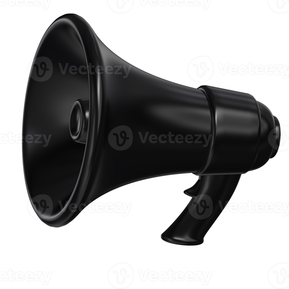 Modern black  loudspeaker 3D realistic icon. Marketing time concept. Illustration on a uniform white background png