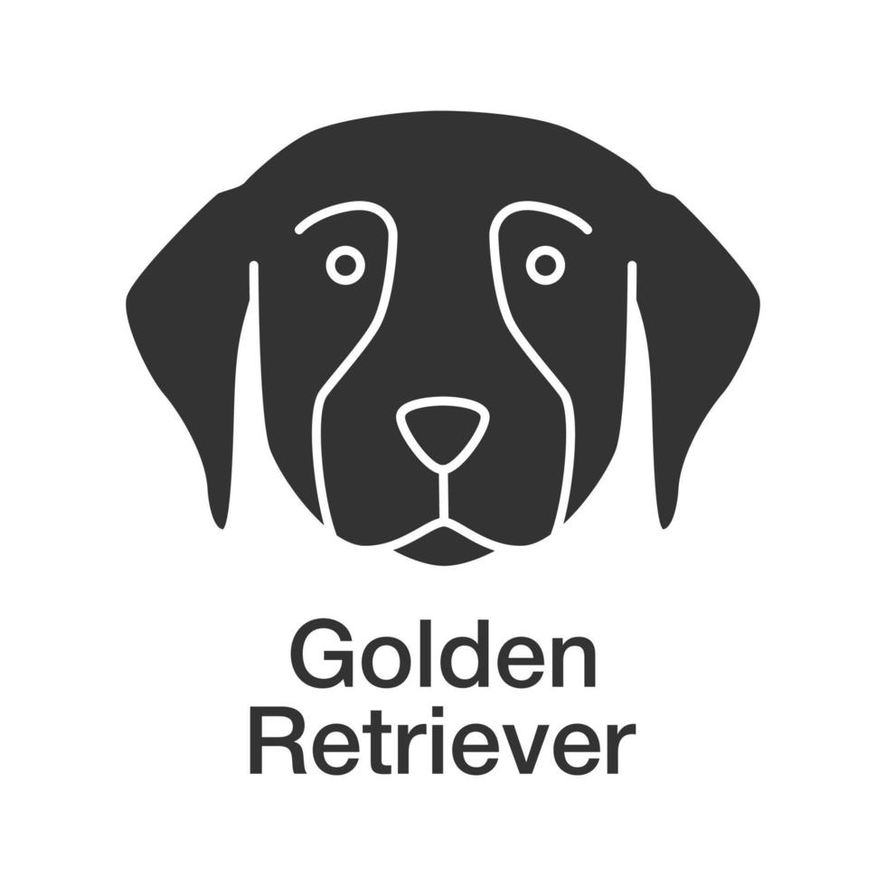 Golden Retriever glyph icon. Guide dog breed. Silhouette symbol. Negative space. Vector isolated illustration