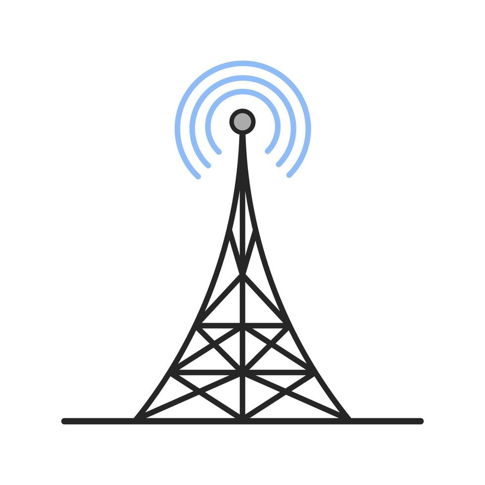 Radio tower color icon. Antenna. Isolated vector illustration