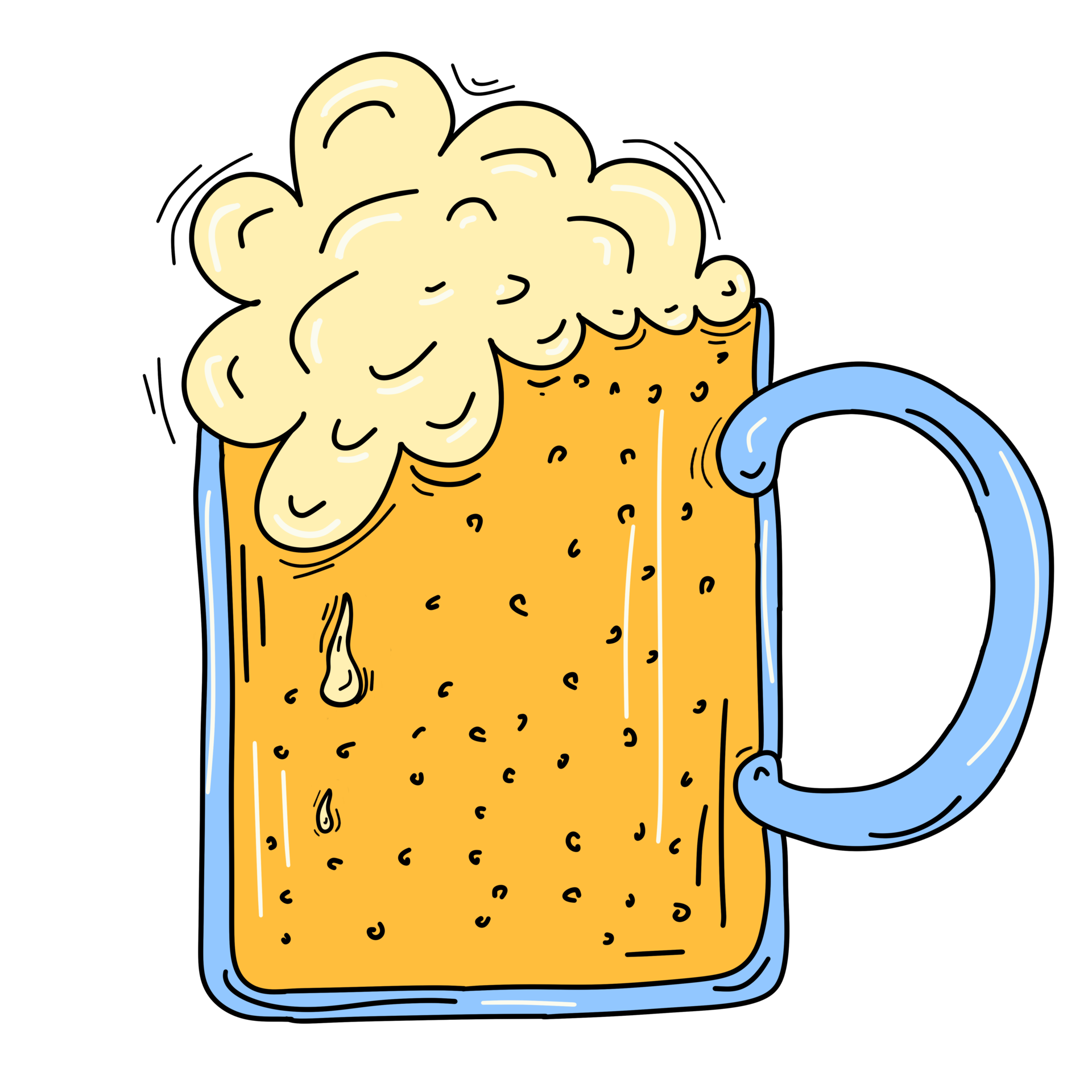 Free Colored Cartoon Doodle Beer Mug 9343428 PNG with Transparent Background