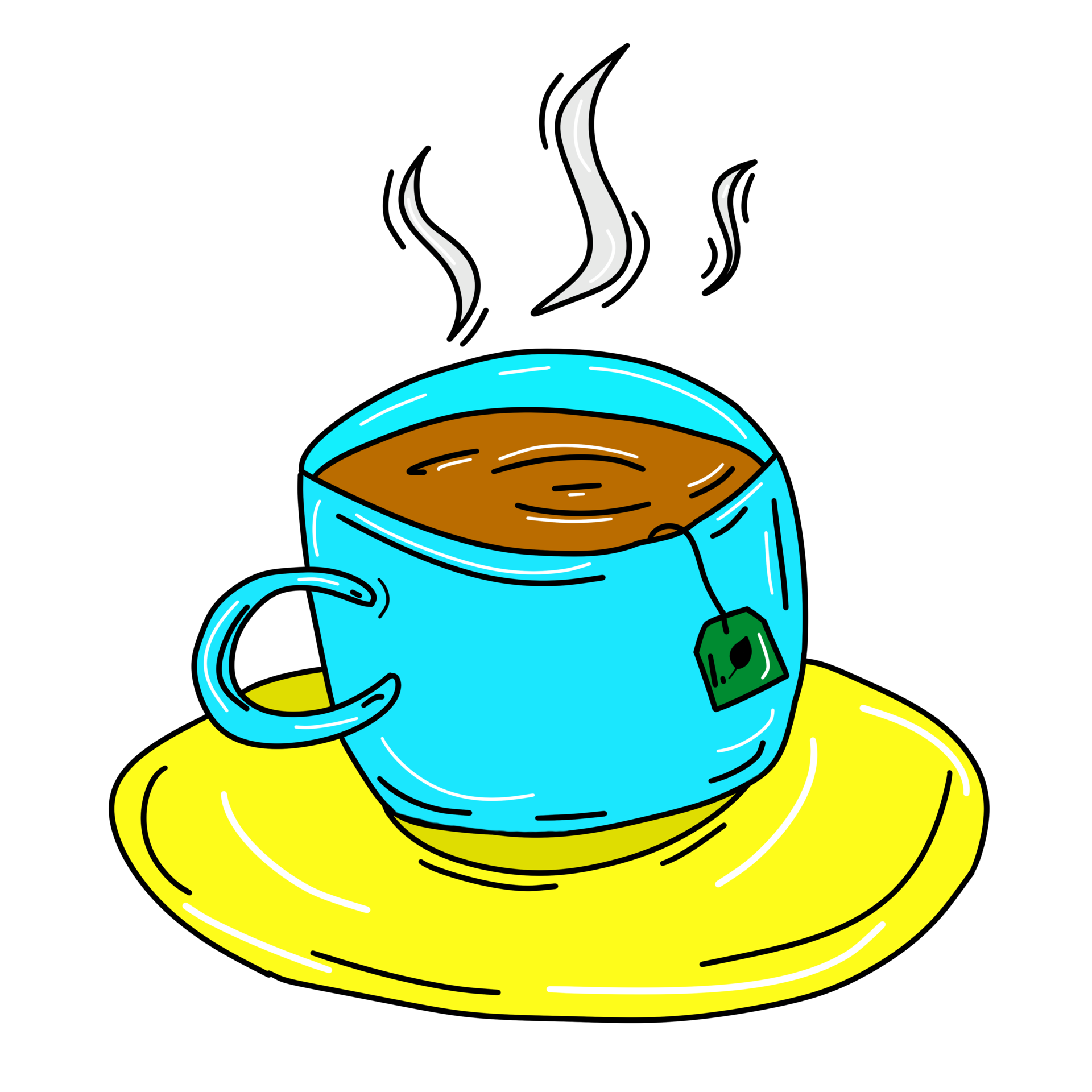 Free Colored cartoon Doodle cup of tea on a saucer 9343430 PNG with  Transparent Background