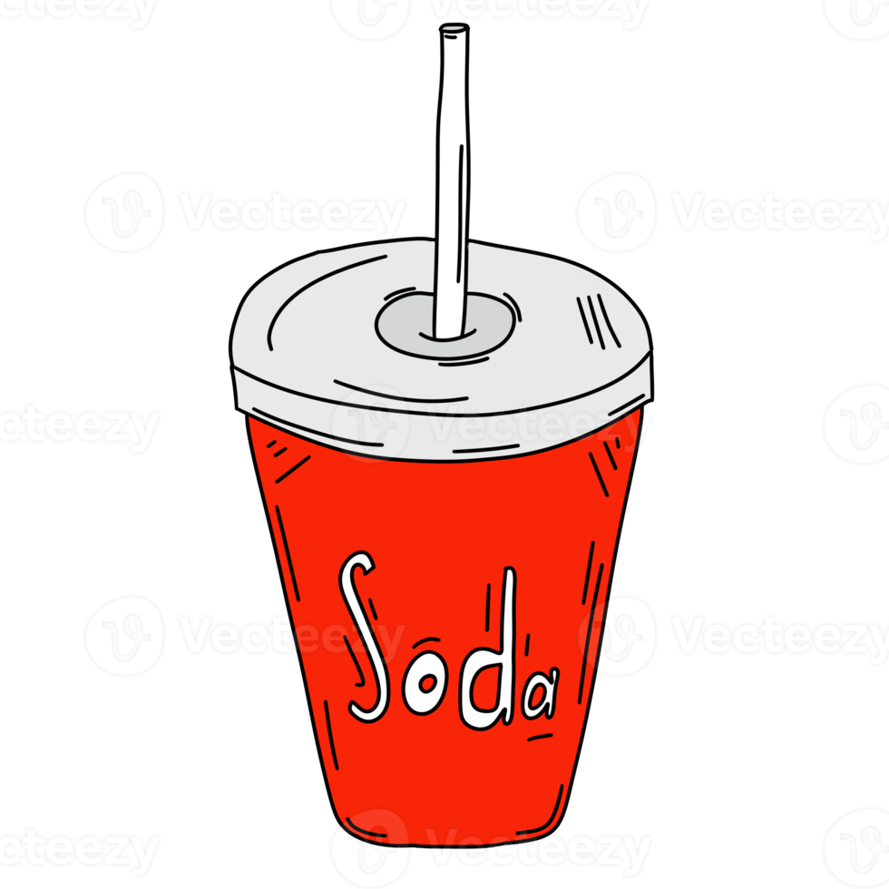 Colored cartoon Doodle soda in a plastic cup png