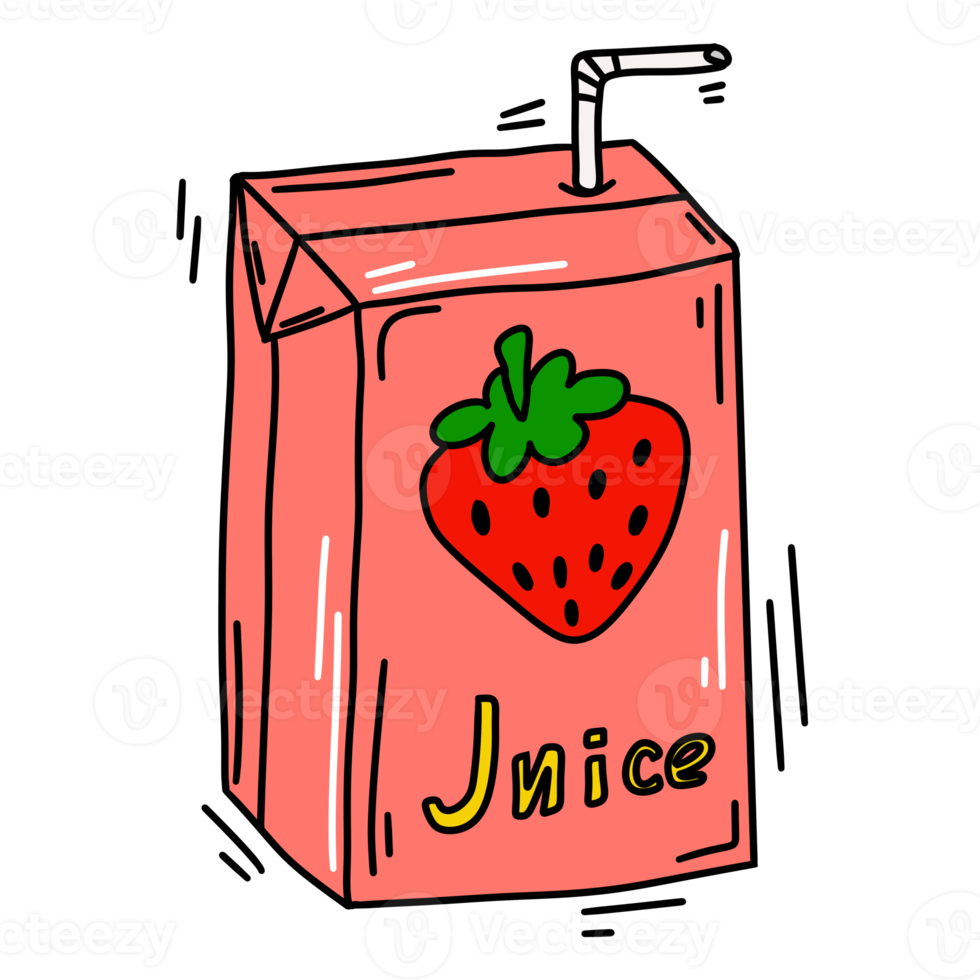 färgad tecknad doodle juice pack png