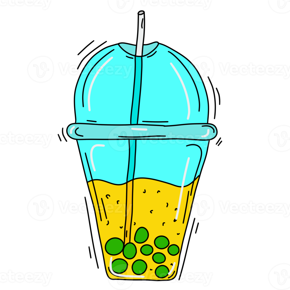 gekleurde cartoon doodle smoothie in een plastic beker png