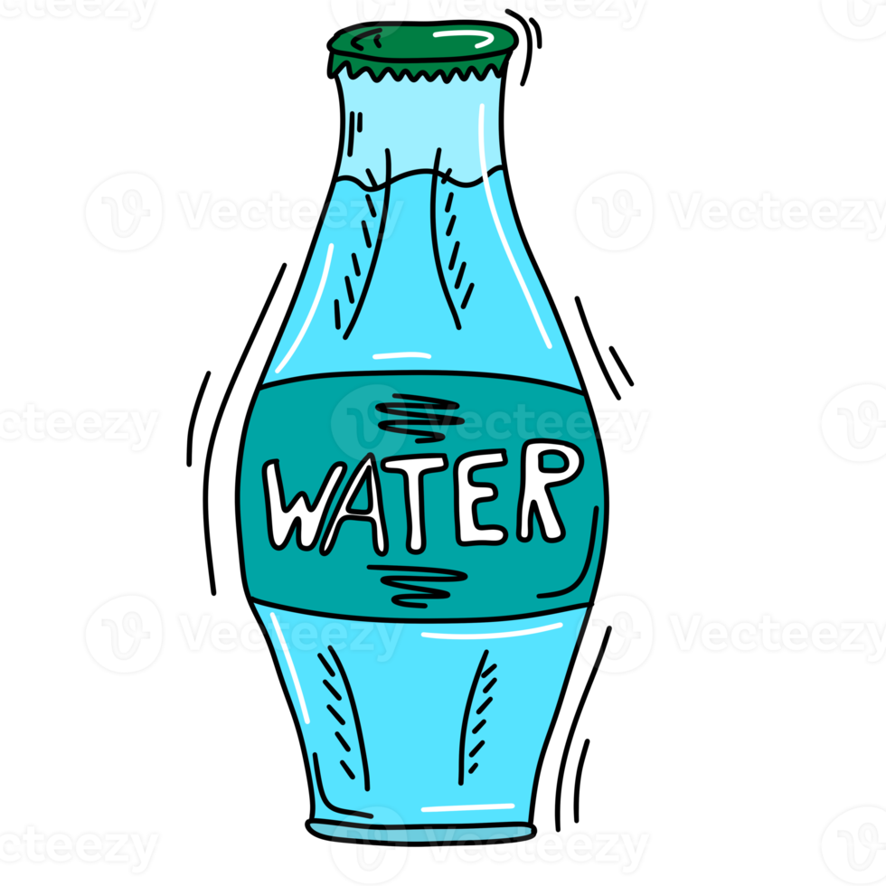 Colored Cartoon Doodle Glass Water Bottle 9343441 PNG