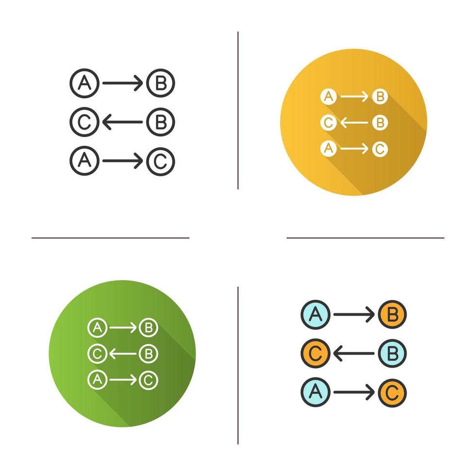Logic maths icon. Logical rules. Thinking process. Flat design, linear and color styles. Isolated vector illustrations