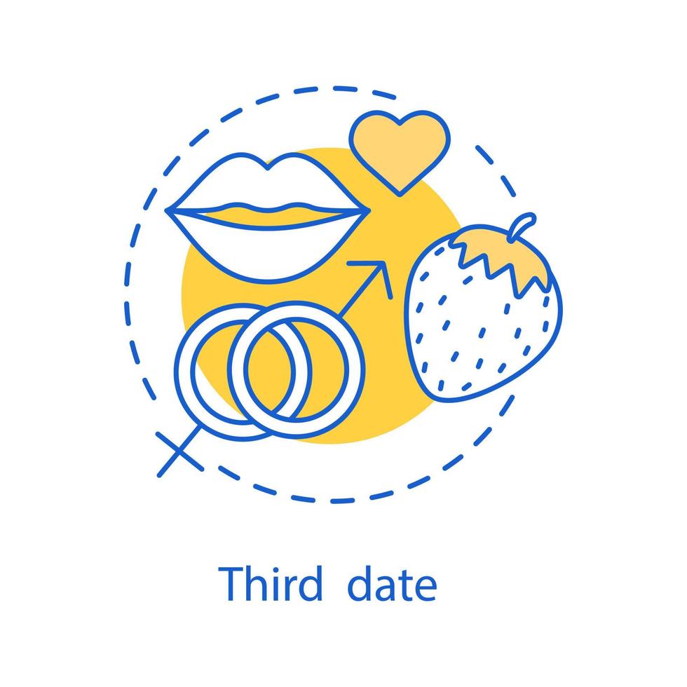 Third date concept icon. Passion idea thin line illustration. Romantic relationship. Vector isolated outline drawing