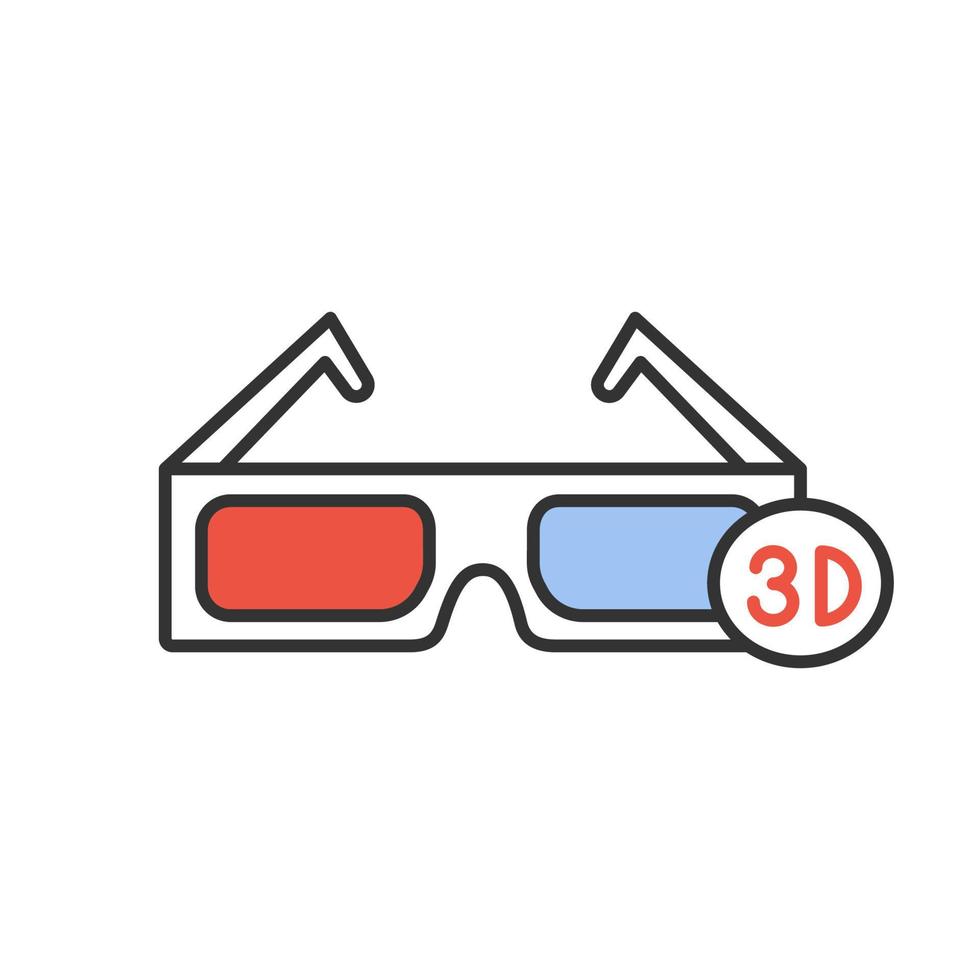 3D glasses color icon. Polarized anaglyph glasses. Isolated vector illustration