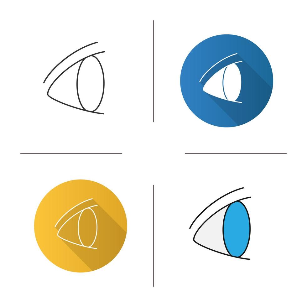 Human eye icon. Ophthalmology. Good vision. Flat design, linear and color styles. Isolated vector illustrations