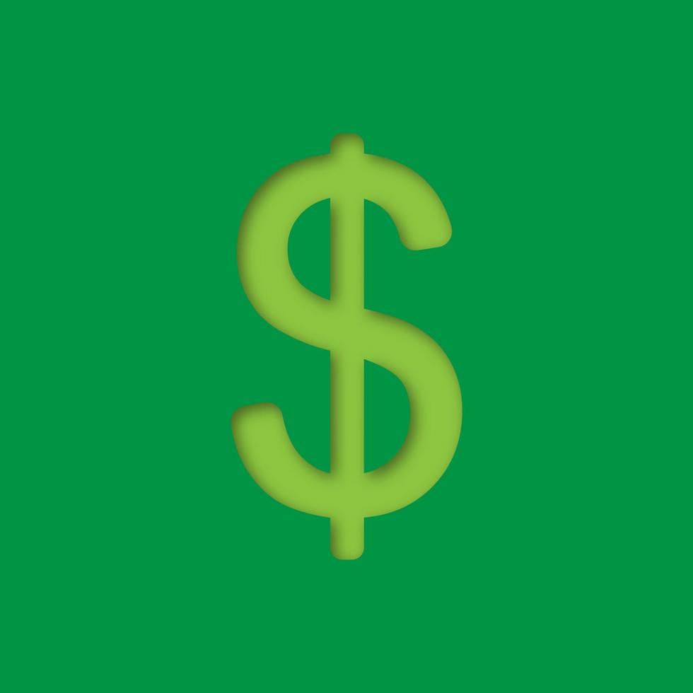 icono de corte de papel de signo de dólar. divisa. silueta vectorial ilustración aislada vector