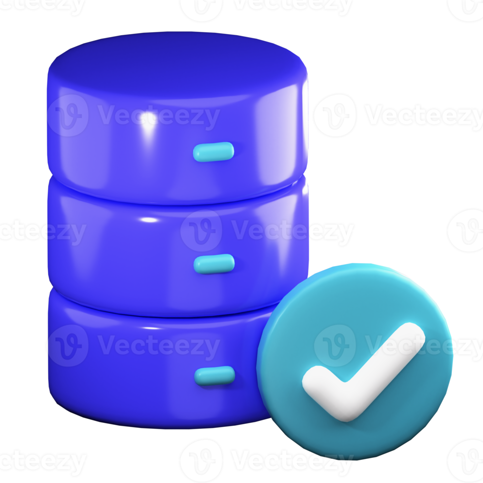 3D Database Security PNG Illustration