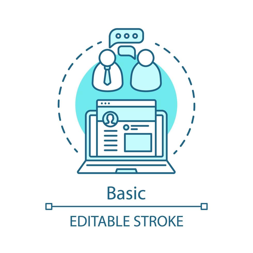 Basic concept icon. Digital marketing tool subscription tariff idea thin line illustration. Digital technology. Customer database. Vector isolated outline drawing. Display advertising. Editable stroke