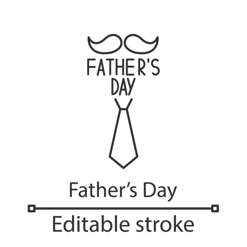 Fathers Day linear icon. Thin line illustration. Mustache and tie greeting card. Contour symbol. Vector isolated outline drawing. Editable stroke