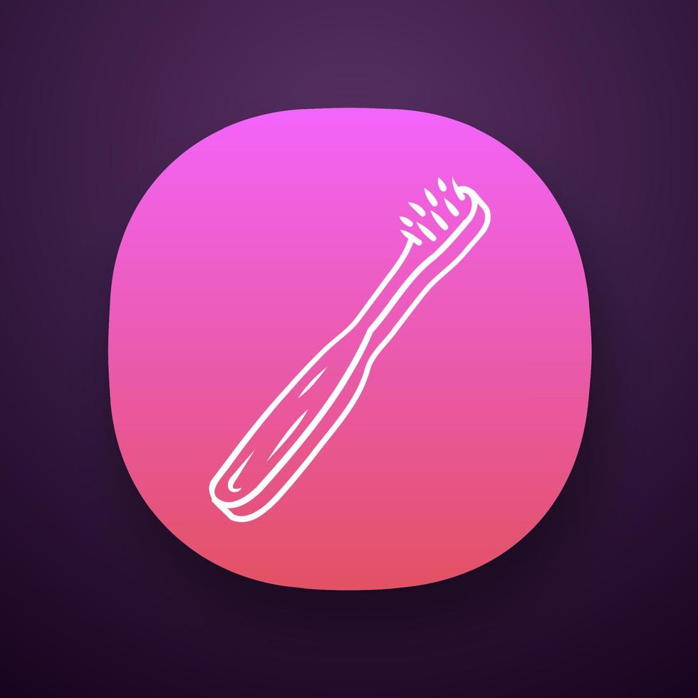 Bamboo toothbrush app icon. Eco friendly, reusable material. Organic teeth cleaning tool. Dental care product. Eco brush. UI UX user interface. Web or mobile application. Vector isolated illustration