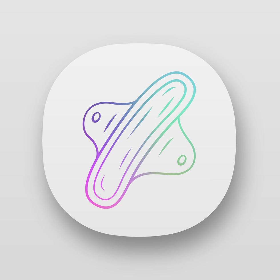 Cloth pads app icon. Eco friendly menstrual pad. Period sanitary napkin. Feminine hygiene. Reusable sanitary towel. UI UX user interface. Web or mobile applications. Vector isolated illustration