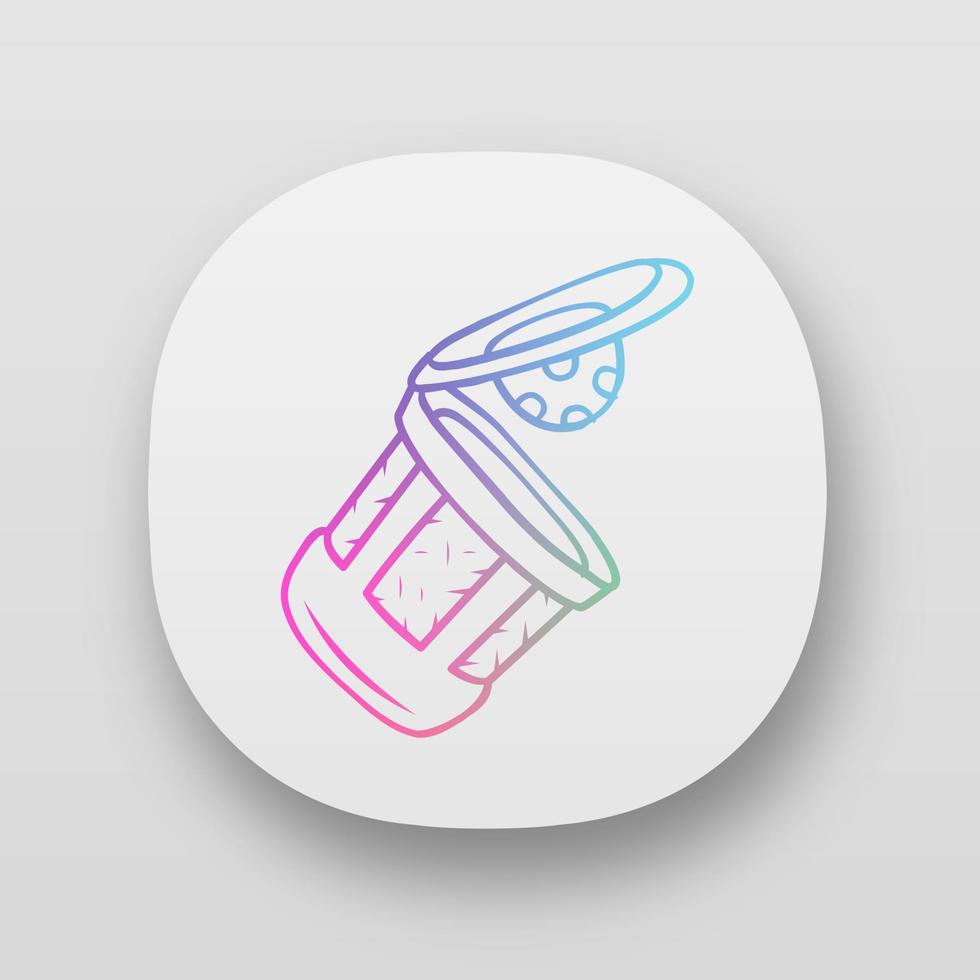 Reusable k-cup app icon. Eco friendly, recycling plastic coffee cup. Single serve brewing pod. Hot beverages packaging. UI UX user interface. Web or mobile applications. Vector isolated illustration