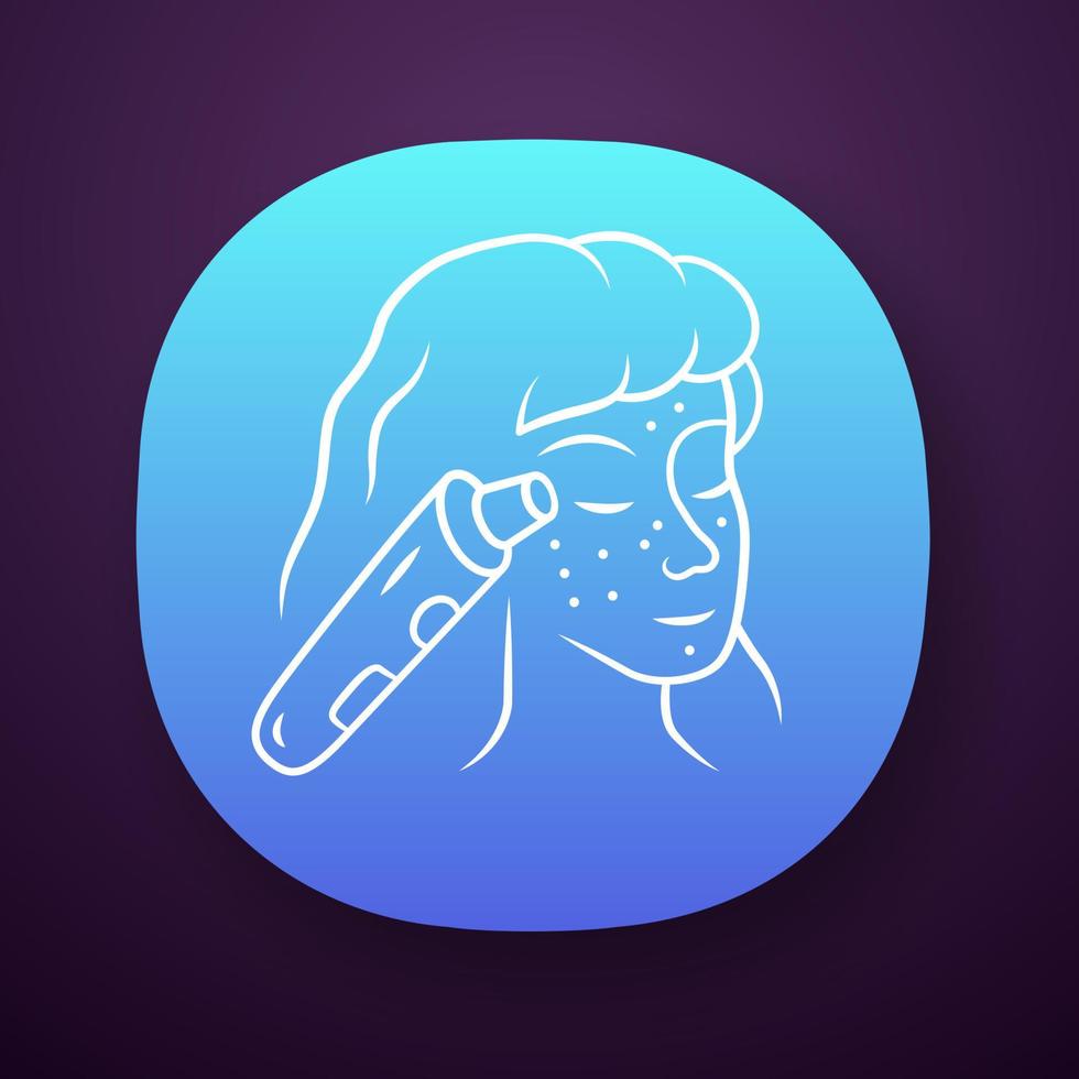 Blackhead remover app icon. Pore cleaner. Vacuum comedone removing. Beauty instrument. UI UX user interface. Web or mobile application. Vector isolated illustration