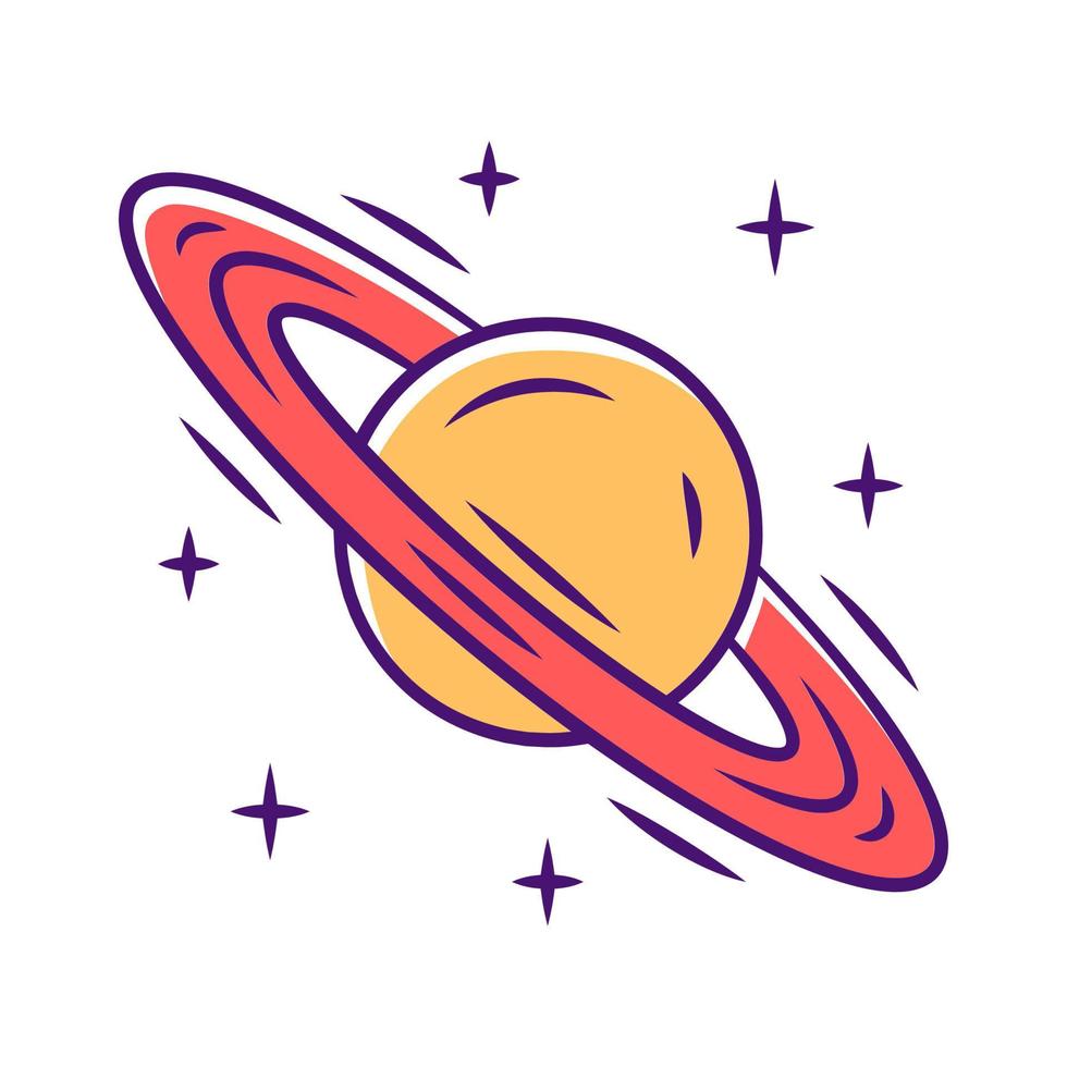 Saturn color icon. Planet with rings. Sixth planet from Sun. Gas giant. Planetary science. Solar system. Space exploration. Celestial object. Capricorn planetary ruler. Isolated vector illustration