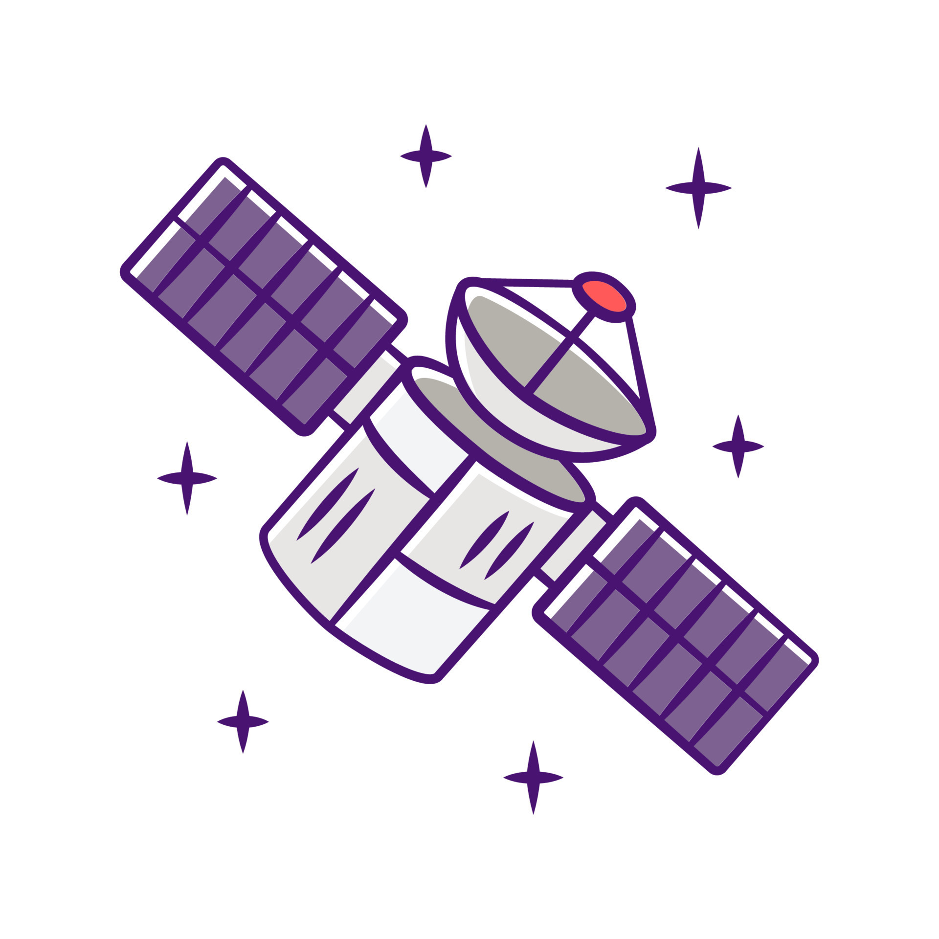 Satellite color icon. Sputnik. Artificial object in orbit. Space probe.  Military and civilian Earth observation. Space telescope. GPS navigation.  Isolated vector illustration 9343801 Vector Art at Vecteezy
